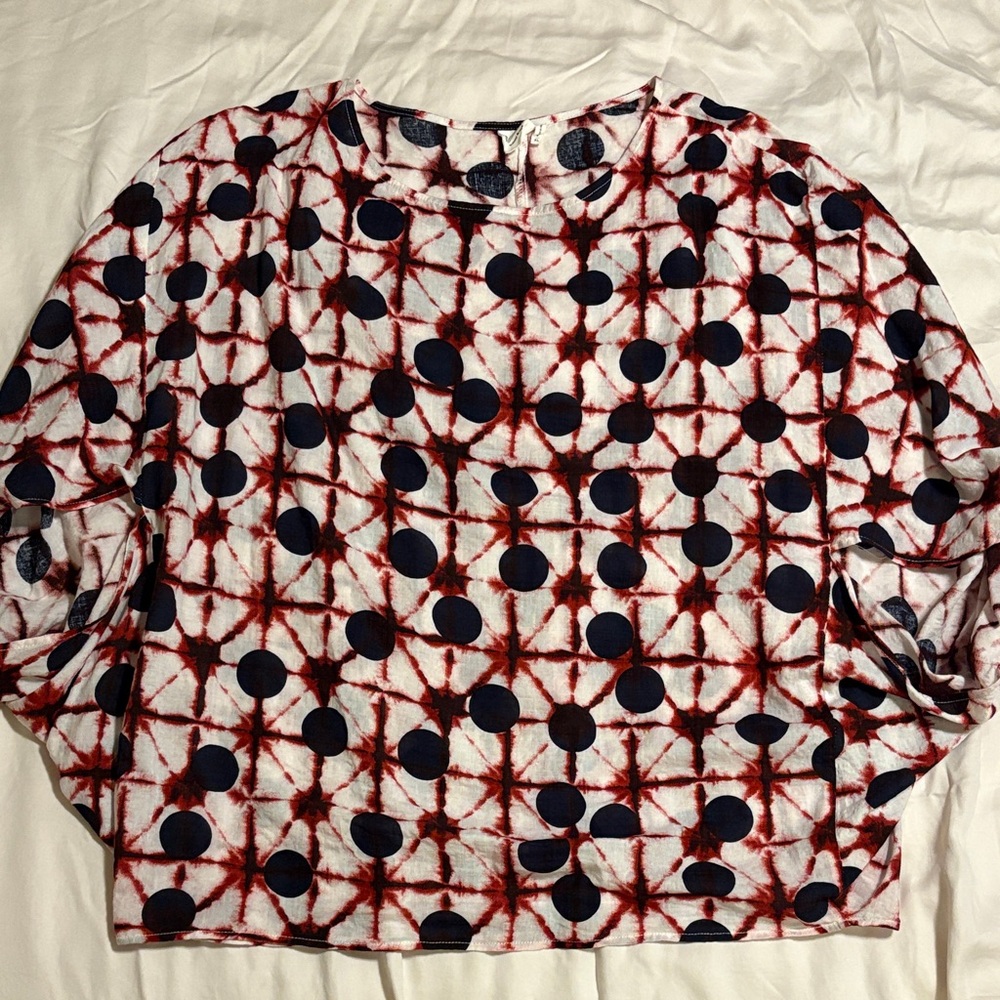 Super cute Red and Blue tie dye Patterned Top